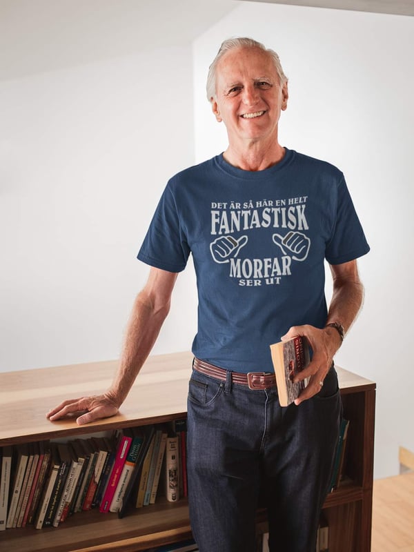 Morfar T-shirt i Navy blå , fantastisk Morfar ser ut