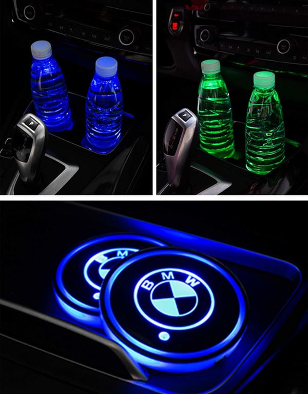 2X BMW-logo Blyplate for muggholdere