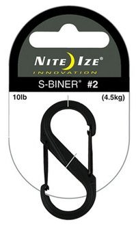 karbin nylon,  karbin plast,  NITE IZE S-BINER DUALCARBINER #2 black
