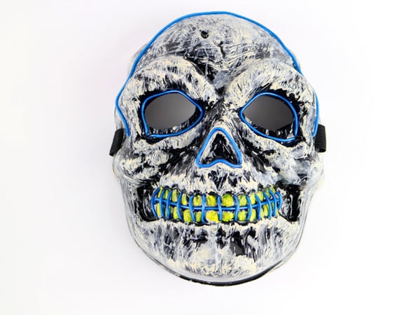 Mask dödskalle med Glowstrip Blå
