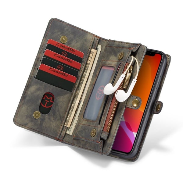 CASEME iPhone 11 Retro Split läder plånboksfodral - Grå