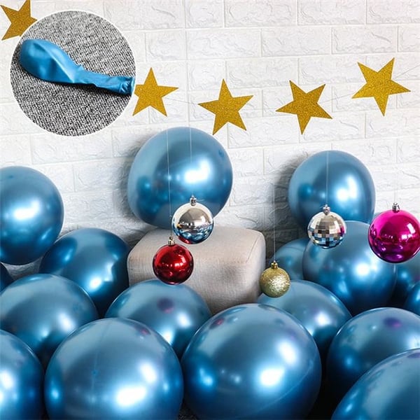 10x glanset perle oppustelig krom balloner metallisk blå