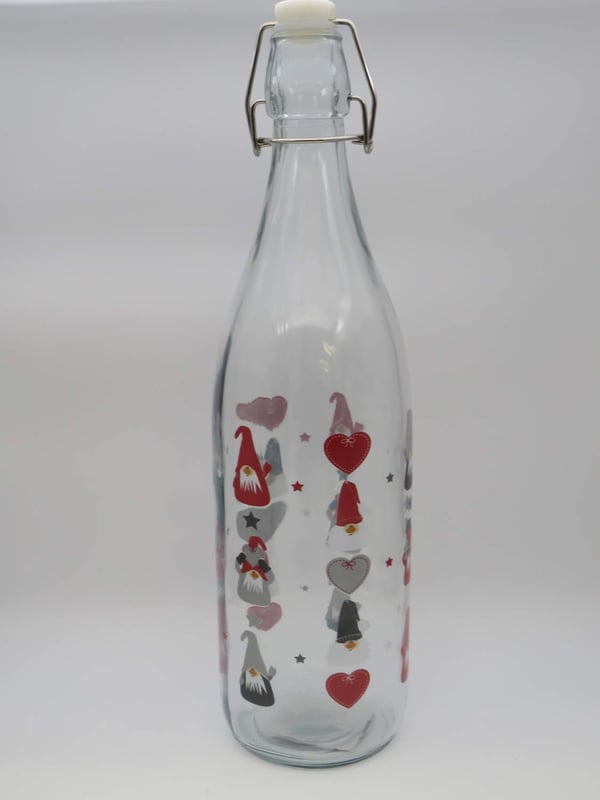 Glasflaska med tomtar, 1 L