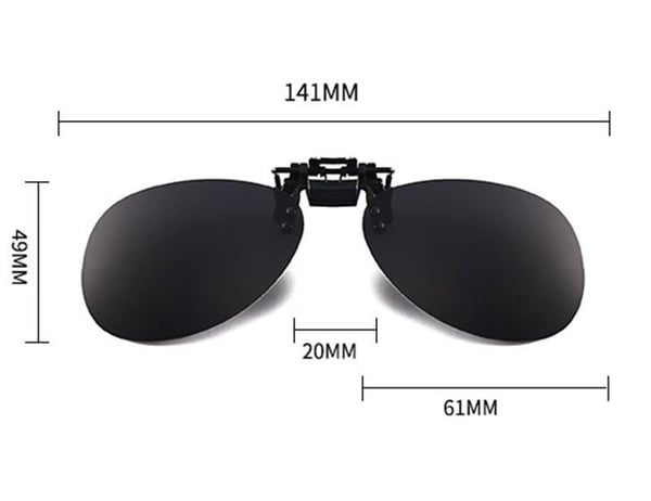 Oval briller klips på / flip up polarisert UV