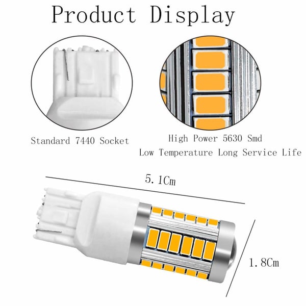2x Gul 7440 W21W T20 33st smd 5730