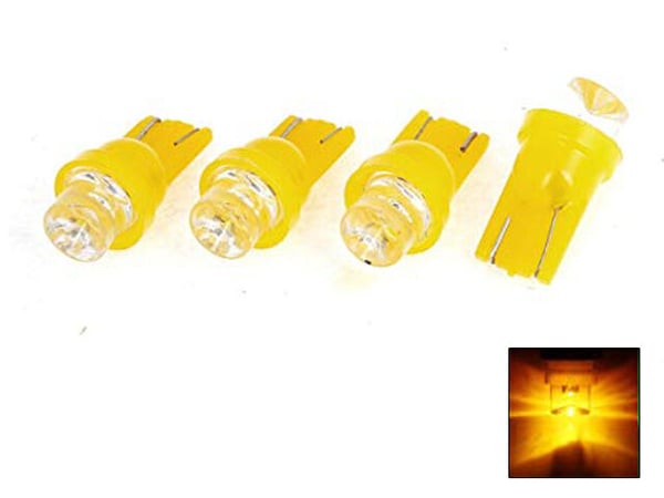 T10 w5w 4 LED-polttimoa, joissa yksi Flux-siru, keltaoranssi, 12 V DC.
