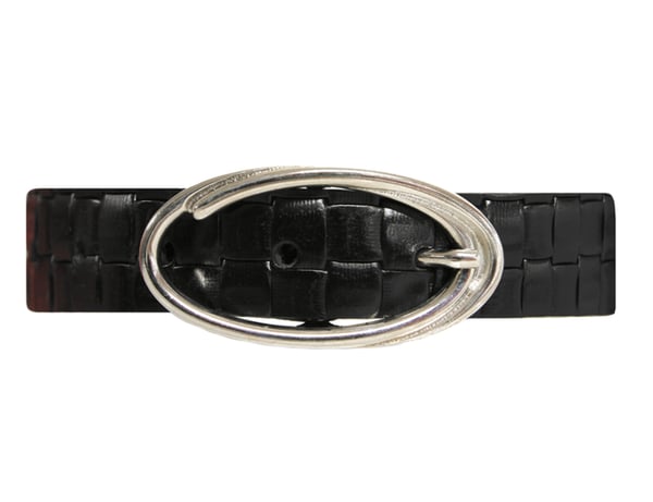 Svart 25mm crocco damskärp i kalvläder