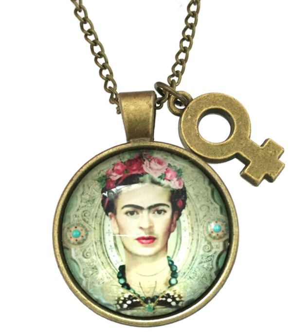 Halsband Frida Kahlo Feminist Feminism Ikon Symbol Antikbrons