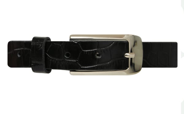 Svart 25mm crocco damskärp i kalvläder
