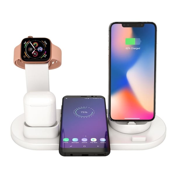 Ladestasjon for mobil, Apple Watch og AirPods - Induksjon - Vit