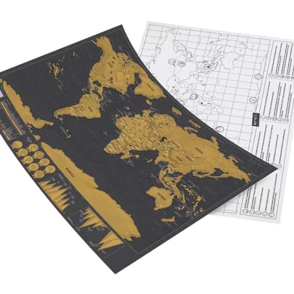 Karta med Skrapa / Scratch Map / Världskarta - 42 x 30 cm