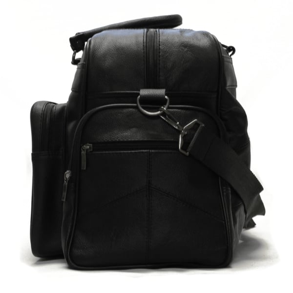 Svart weekendväska / sportbag i äkta läder