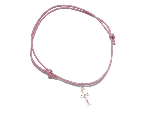 Reglerbart fotband med kors - rosa