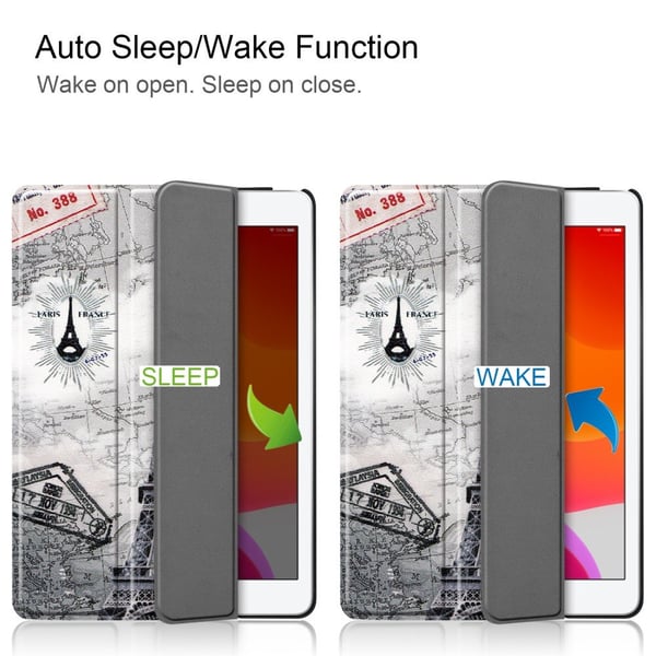 Apple iPad 10.2 Pattern PU Trifoldet Stand Tablet - etui - Kort