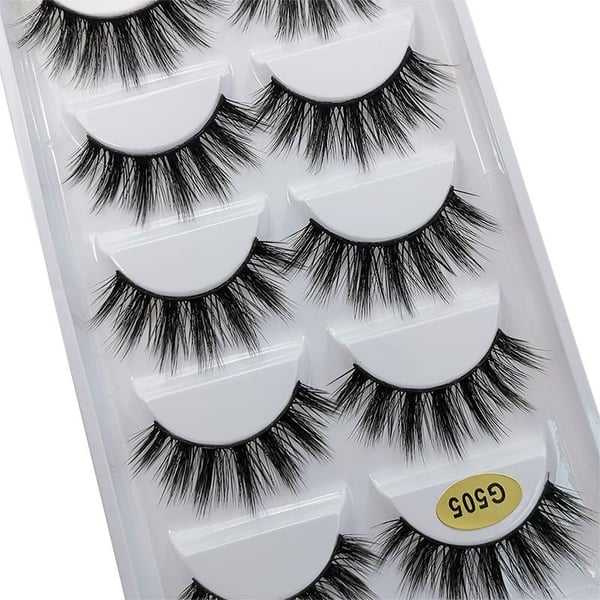 5 par falske øyevipper - 3D faux mink - G505