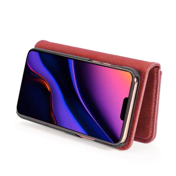 DG.MING iPhone 11 Pro Split Läder Plånboksfodral - VinRöd