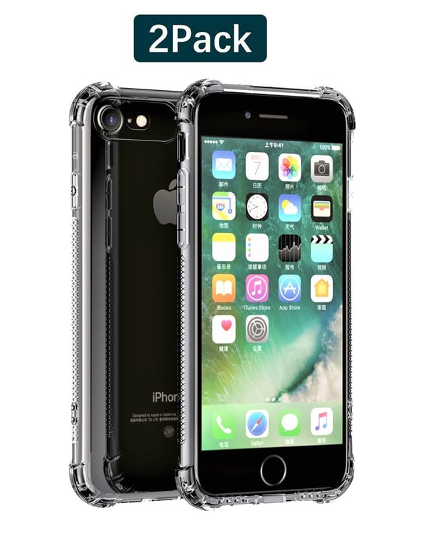 C4U® iPhone 8 +/ 7+ - 2-pak stødfast - Slank gennemsigtig taske