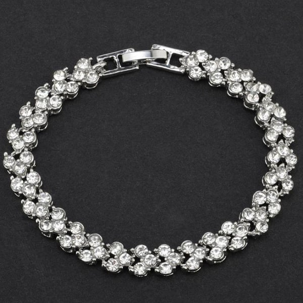Klassisk Armbånd med Strass - Sølv