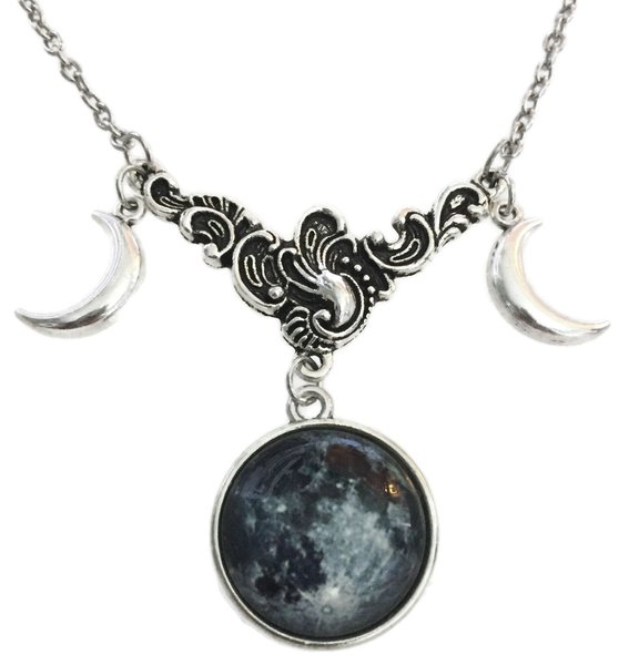 Choker Halvmåne Wicca Fullmåne Pagan Halsband Triple Moon
