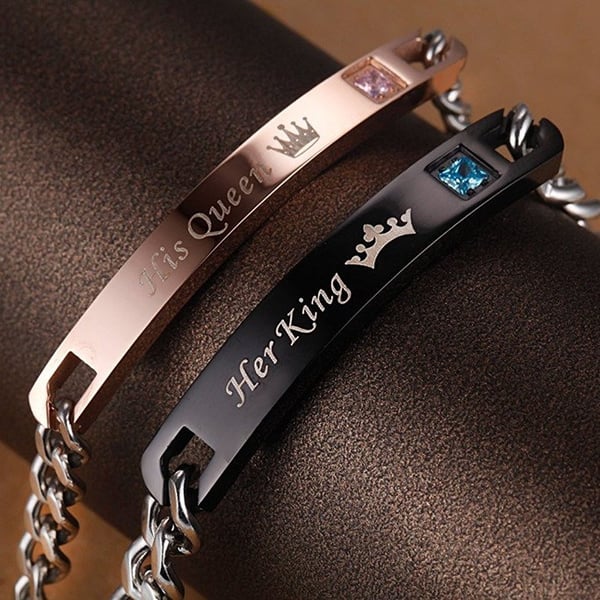 Pæresmykker - Pararmbånd -  Her King / His Queen