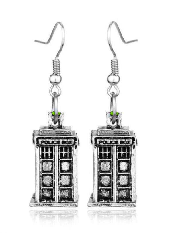 Örhängen Tardis Doctor Who Police Box Silver