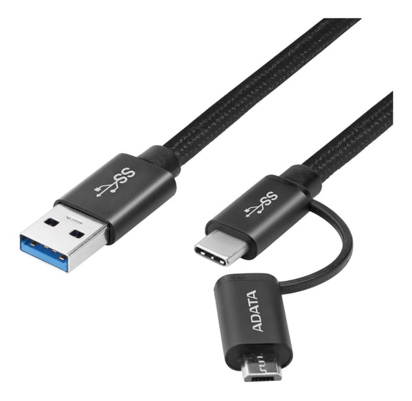 ADATA USB-C/Micro USB 3.1 -kaapeli, 1 m kangaspäällysteinen kaapeli