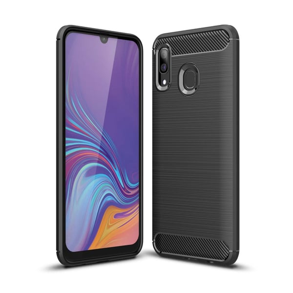 Samsung Galaxy A10 Karbonfiber Teksturdeksel - Svart