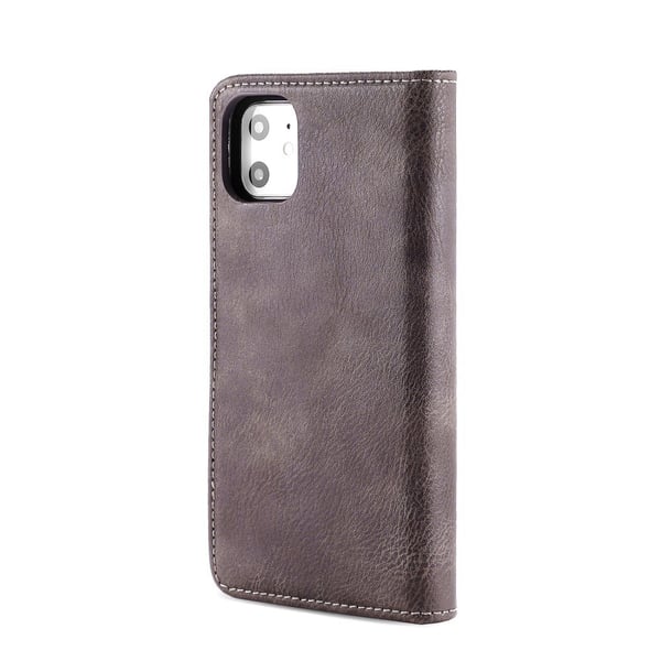 DG.MING iPhone 11 Split Läder Plånboksfodral - Coffee