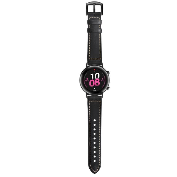 Skinn+Silikonstropp til Huawei Watch GT2 42mm - Svart