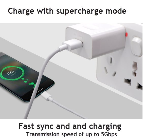 Laturi Huawei Kaapeli SuperCharge USB-C 22,5W 5A 2 metriä Punottu kaapeli
