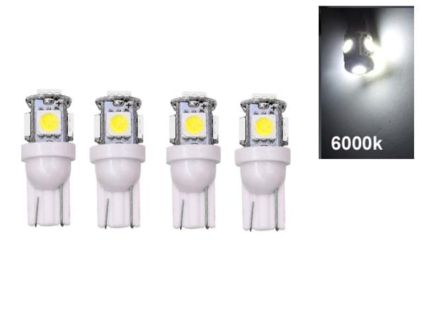 T10 w5w 6000k vit LED-lampa med 5 st. 5050SMD chip, 4-pack. T10 w5w 6000k vit LED-lampa med 5 st. 5050SMD chip, 4-pack.