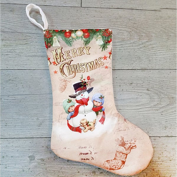 Julstrumpa Julklappsstrumpa - Snögubbe och barn