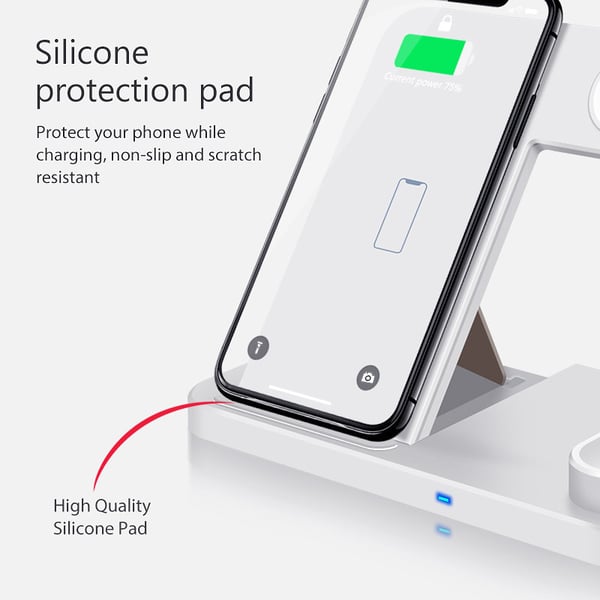 Hvit 4 - 1 ladestasjon for iPhone, Apple Watch, AirPods, Apple Pencil 1/2.