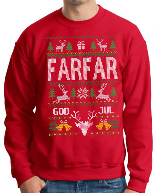 Jultröja Farfar – Röd sweatshirt med julmotiv i stickad stil