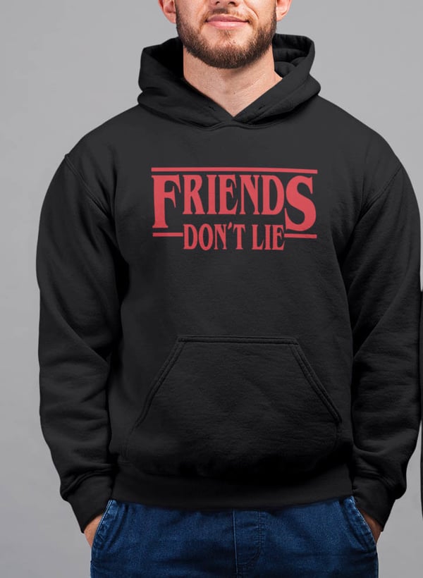 Friends don't lie svart huvtröja stranger things hoodie t-shirt