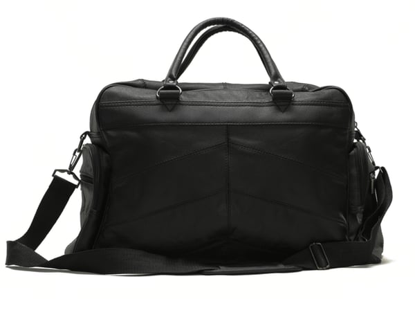 Svart weekendväska / sportbag i äkta läder