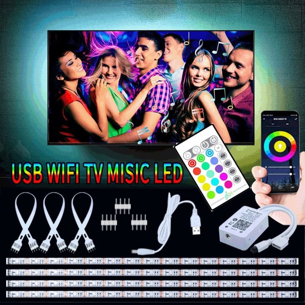 LED-loop til TV Google / Wifi + Fjernbetjening + lydstyring