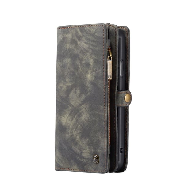 CASEME iPhone 11 Retro Split läder plånboksfodral - Grå