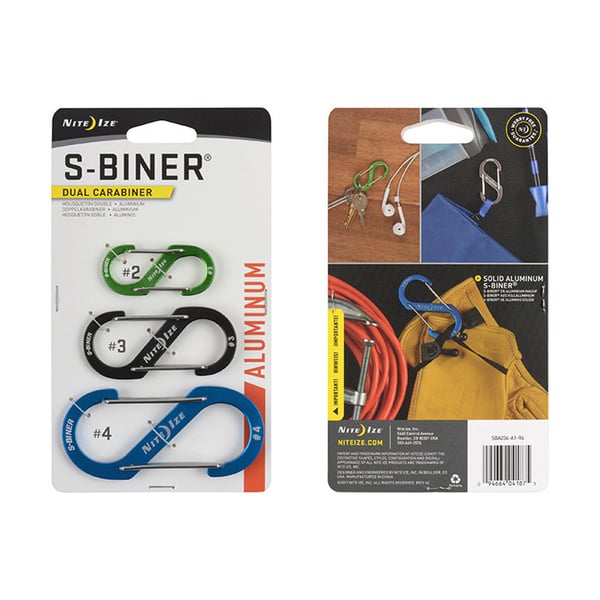 NITE IZE S-BINER ALUMINIUM 3-PACK, utrustningskarbin