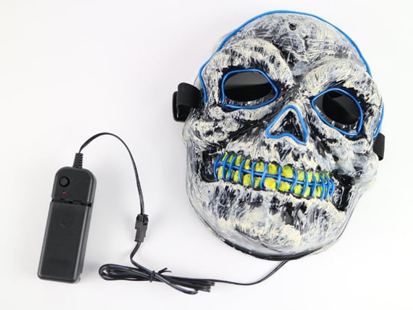 Mask dödskalle med Glowstrip Blå