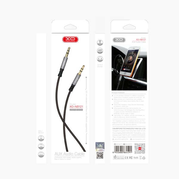 AUX Lydkabel med 3,5 mm stik - 1m - XO