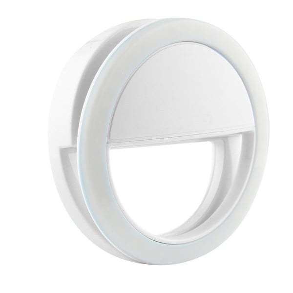 Universal Selfie-lampe / Ring med ulike lysnivåer - Hvit