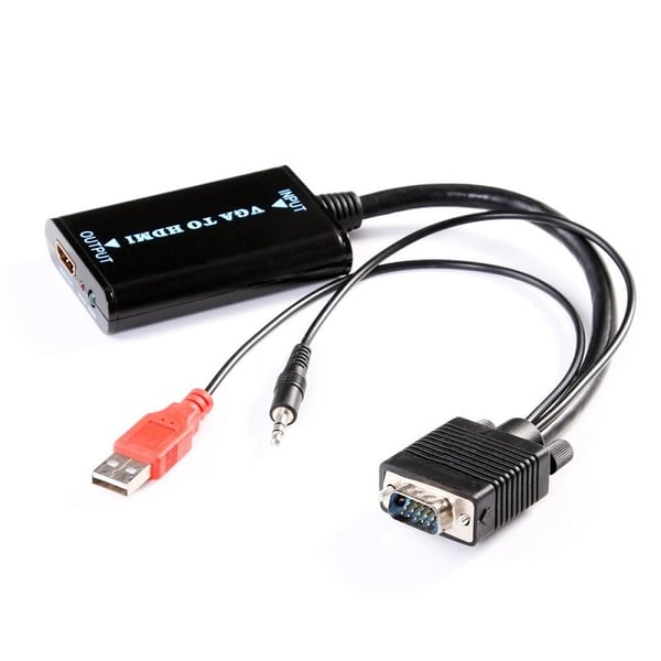 VGA til HDMI-konverter med USB og 3.5 mm