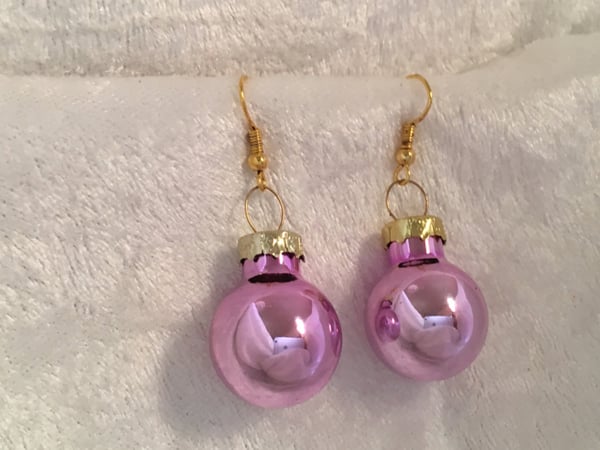 Guld Örhängen till Jul / Christmas - Rosa Blanka Julkulor