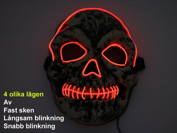 Mask dödskalle med Glowstrip Röd