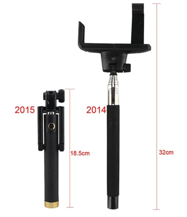 Selfiestick kompakt svart/blå, Avtryckare  Flera färger