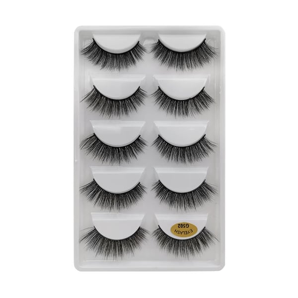 5 par falske øyevipper - 3D faux mink - G502