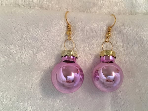 Guld Örhängen till Jul / Christmas - Rosa Blanka Julkulor