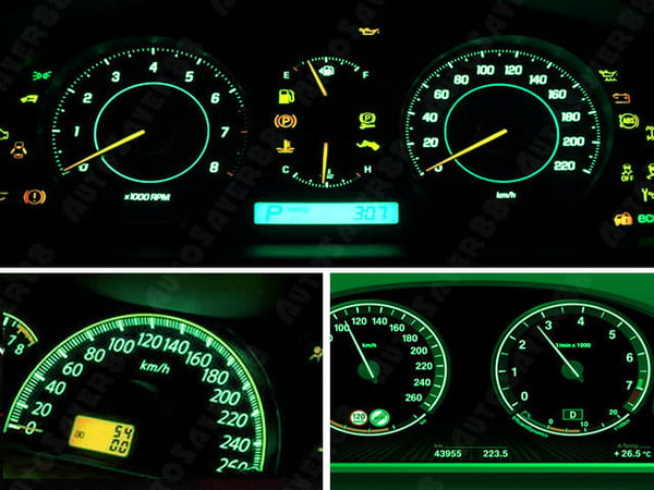 T4.7 T5 Neo Wedge 6-pack med grön led chip instrument belysning