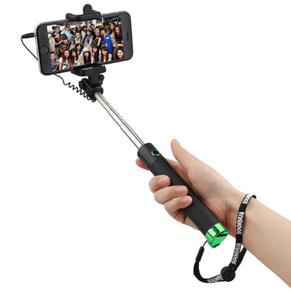 Selfiestick kompakt svart/blå, Avtryckare  Flera färger